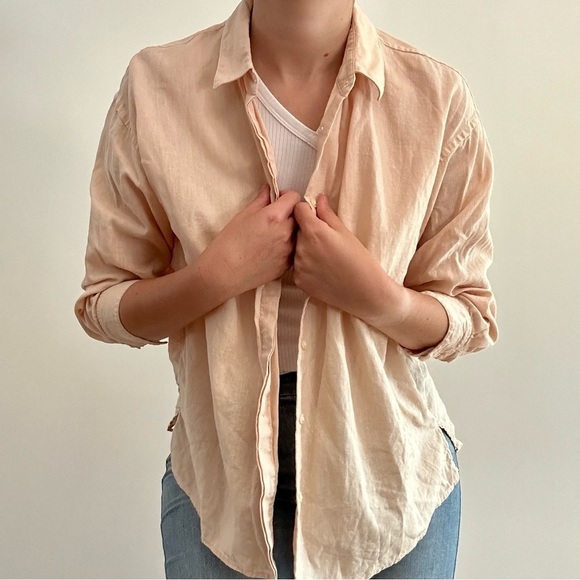 Uniqlo Linen Blend 3/4 Sleeve Pink Shirt  - XS - Picture 9 of 11